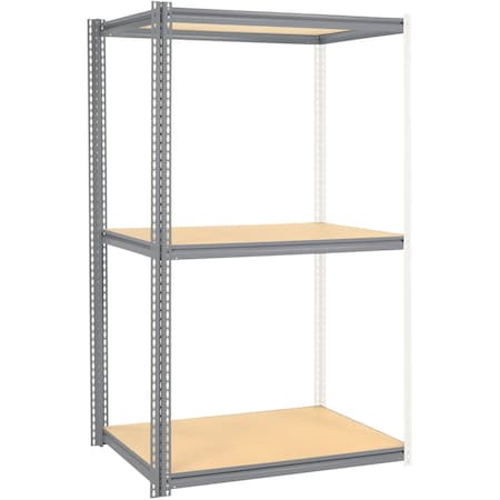 Global Industrial High Cap. Add-On Rack 48Wx36Dx60H 3 Levels Wood Deck 1500 Lb. Per Level GRY 581035GY
